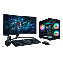 Gaming PC Komplett Set AMD Ryzen 5 9600X - NVIDIA RTX 5070 12GB - DDR4 - 27 Zoll Samsung Odyssey G55C 2K 165HZ 1MS + Razer Kit